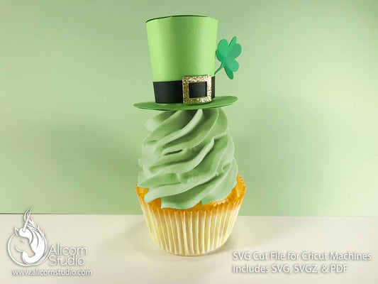 3D Paper St. Patrick's Day Hat SVG File Cut File for Cricut Cupcake Topper Leprechaun Party Decor