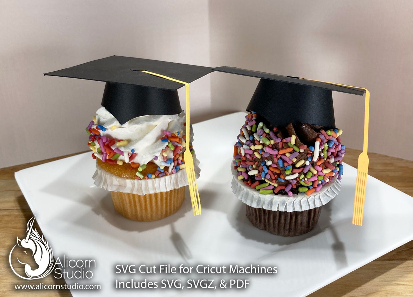 3D Paper Graduation Hat SVG File Cut File for Cricut Cupcake Topper Graduate Party Decor