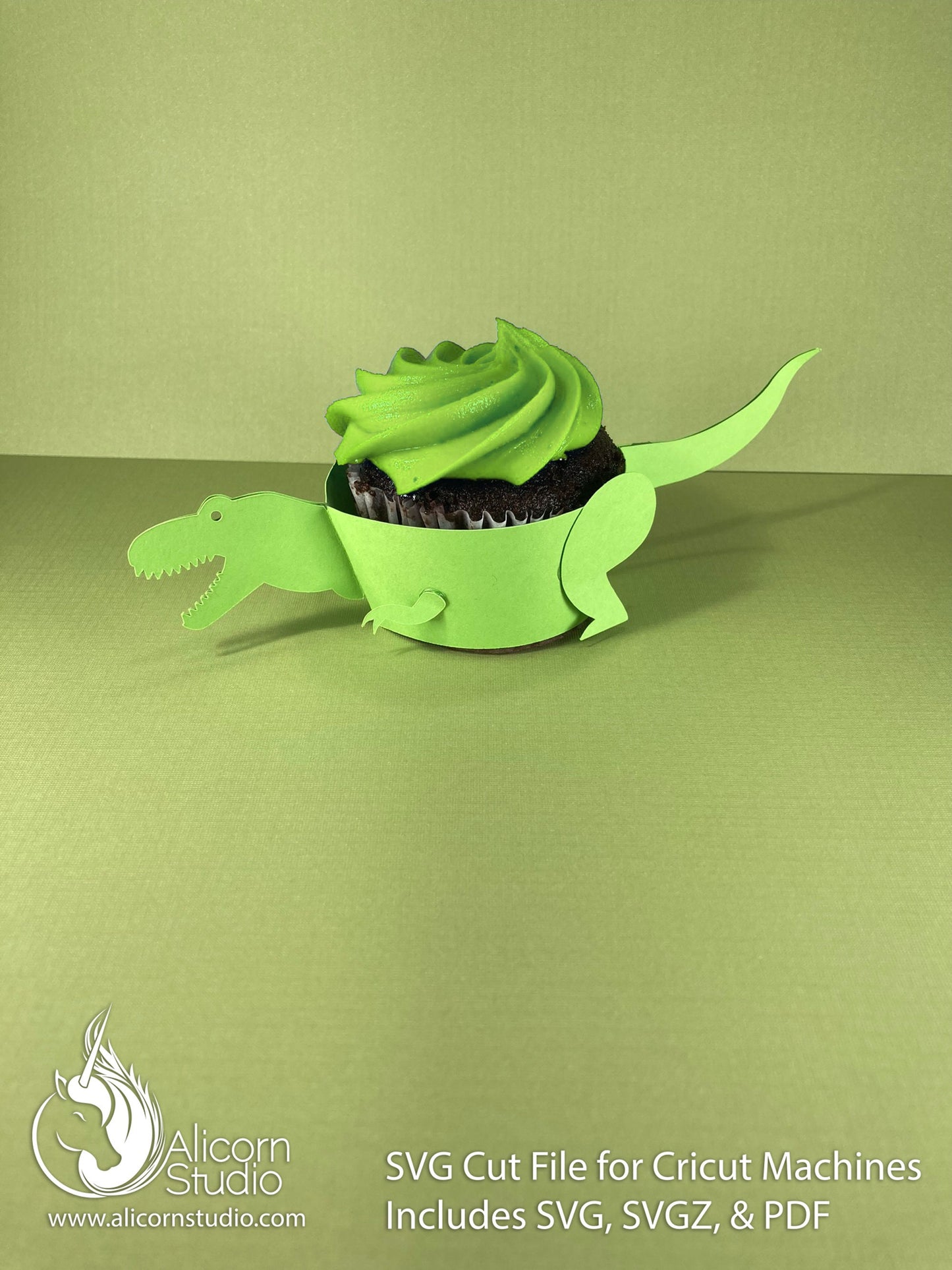 T-Rex Dinosaur SVG Cricut Cut File 3D Paper Cupcake Wrap Liner Wrapper Tyrannosaurus Rex Party Decor