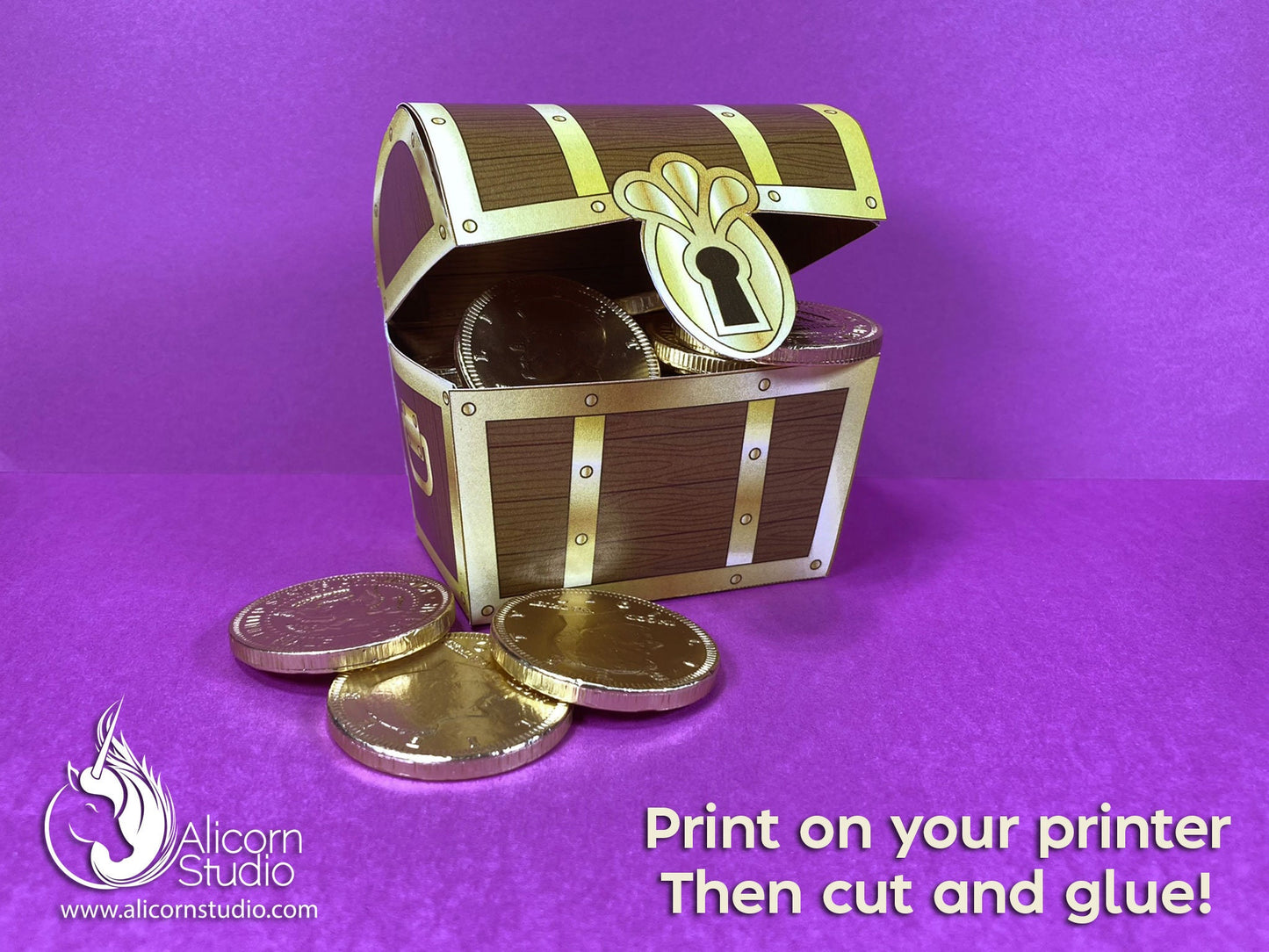 Printable Treasure Chest Favor Box 3D File Pirate Party Decor Birthday