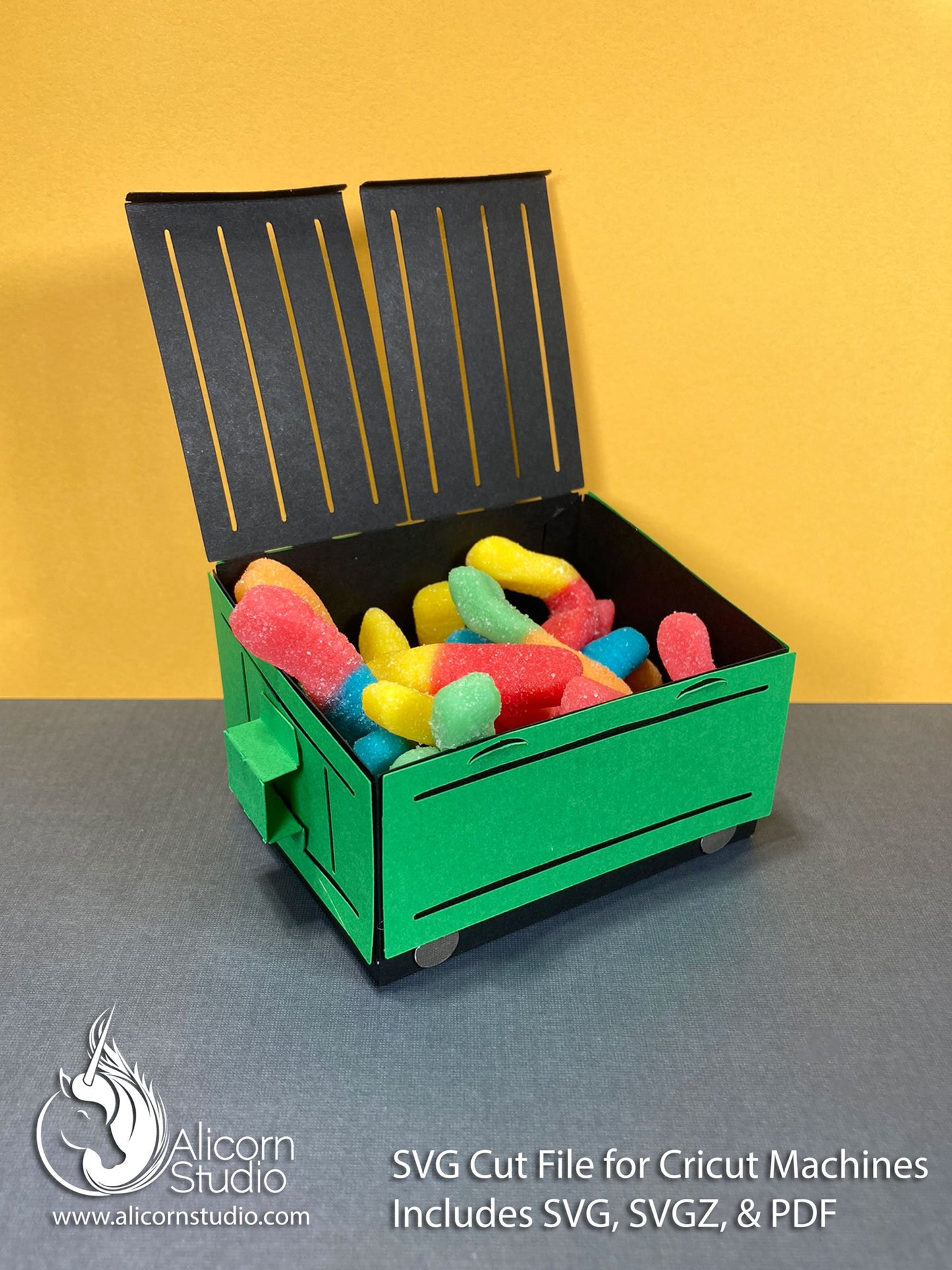 3D Paper Dumpster SVG File Paper Cut File for Cricut Birthday Party Decor Favor Box