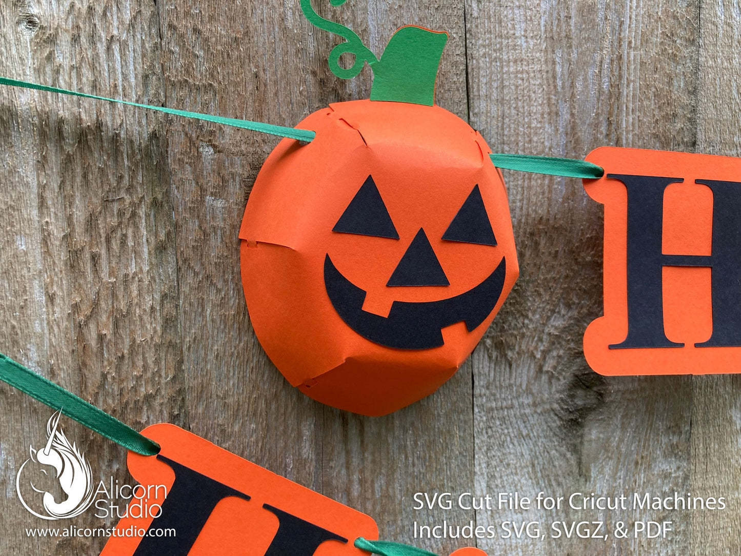 Halloween Cricut SVG 3D Paper Jack o Lantern Pumpkin Banner Bunting Cut File for Decor