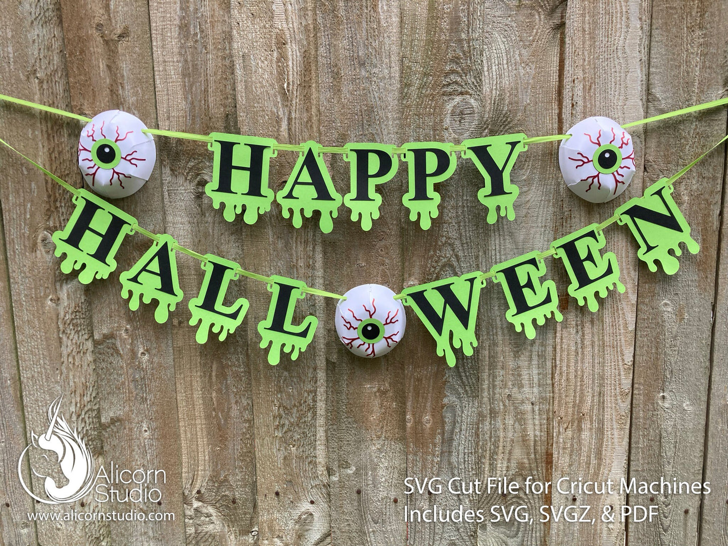 Halloween Cricut SVG 3D Paper Creepy Eye ball and Slime Drip Banner Bunting Cut File for Decor