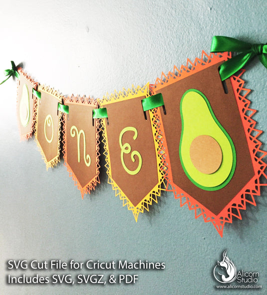 Avocado Banner SVG File Cut File for Cricut Birthday Party Decor