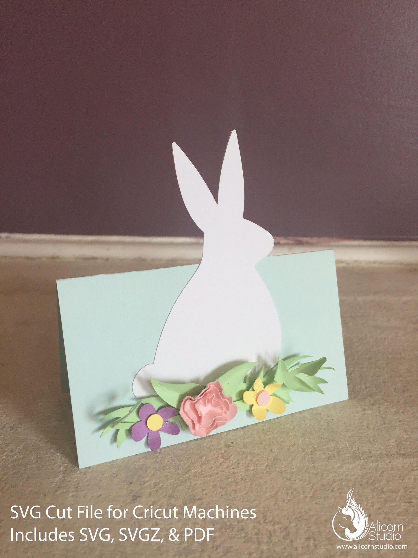 Easter Place Cards SVG File Cut File for Cricut Kids Easter Party Decor Bunny and E