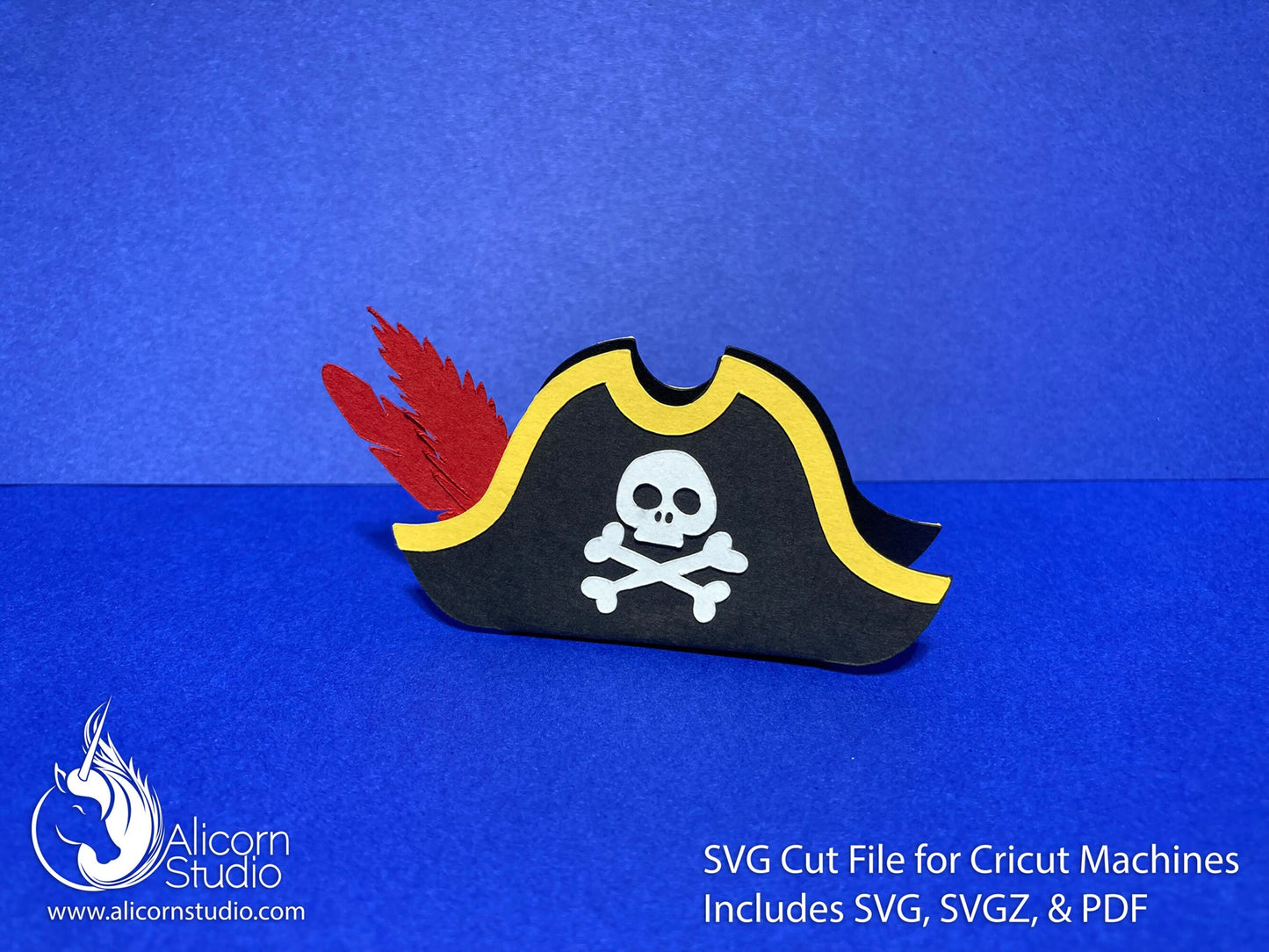 Mini 3D Pirate Hat SVG File Paper Cut File for Cricut Cupcake Topper Birthday Party Decor