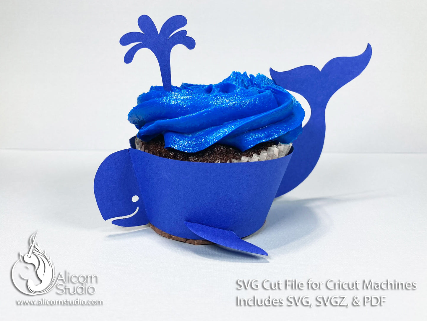 3D Paper Whale-Ocean Animals Cupcake Wrapper-SVG File Paper Cut File for Cricut Birthday Party Decor