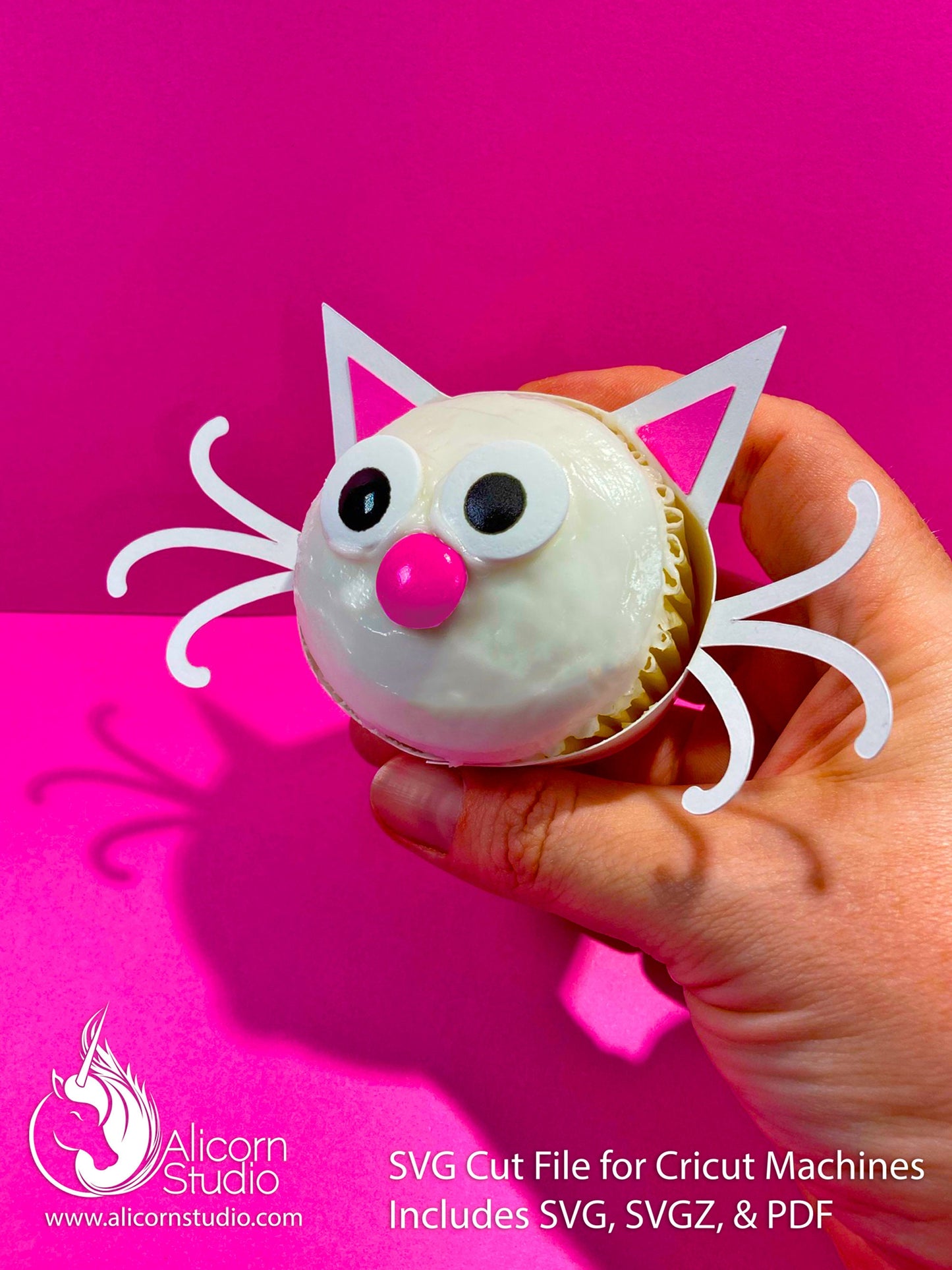 Kitty Cat Face 3D Cupcake Wrap Paper SVG Cut File for Cricut Liner Wrapper Party Decor
