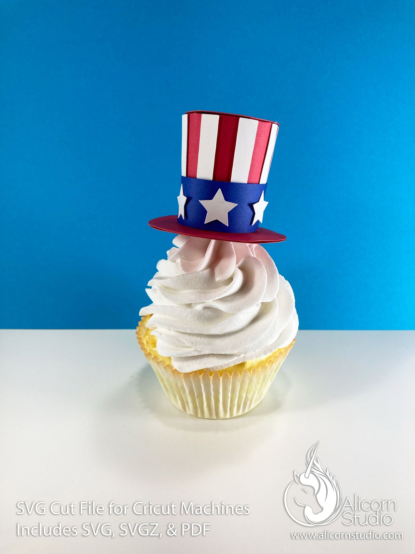 3D Paper 4th of July Hat SVG File Cut File for Cricut Cupcake Topper Independence Day Uncle Sam Top Hat Party Decor