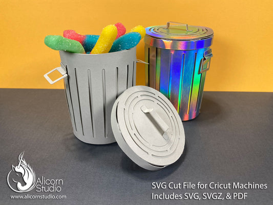 3D Paper Trash Can-SVG File Paper Cut File for Cricut Birthday Party Decor Favor Box