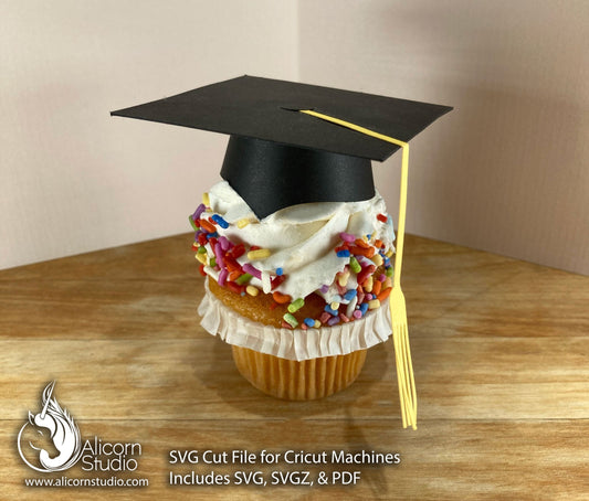 3D Paper Graduation Hat SVG File Cut File for Cricut Cupcake Topper Graduate Party Decor