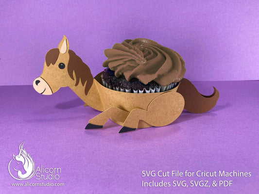 Horse Cricut Cupcake 3D SVG Cut File for Paper Wrap Liner Wrapper Cowgirl Country Party Decor