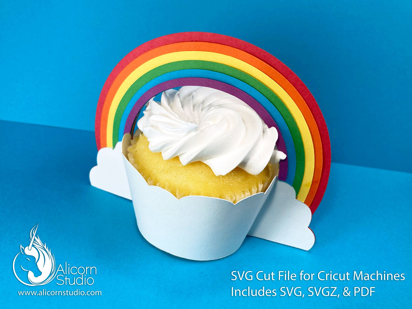 Rainbow Cupcake Liner Wrapper 3D Paper SVG File Cut File for Cricut Wrap Party Decor