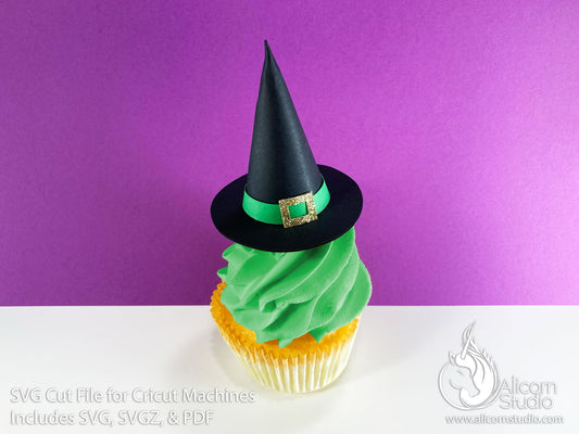 3D Paper Witch Hat SVG File Cut File for Cricut Cupcake Topper Halloween Party Decor