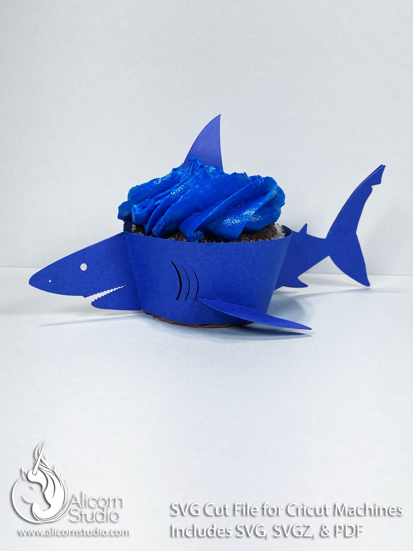 3D Paper Shark-Ocean Animals Cupcake Wrapper-SVG File Paper Cut File for Cricut Birthday Party Decor