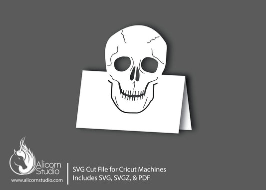 Skull Gothic Wedding Place Card SVG File Cut File for Cricut Halloween Skeleton