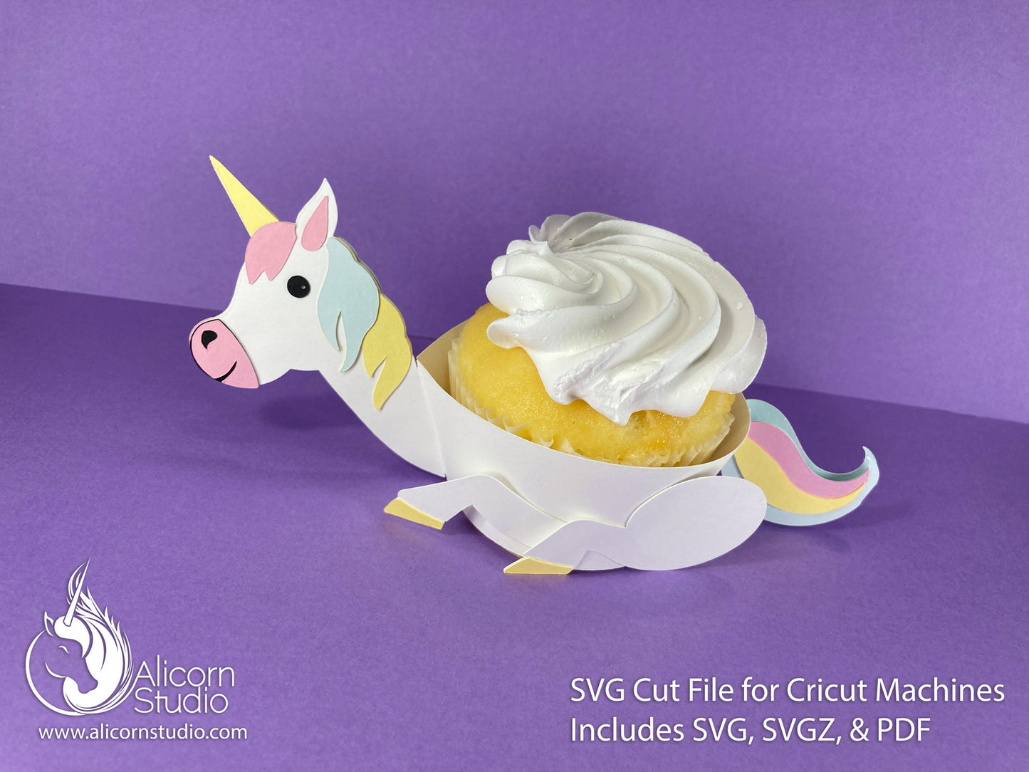 Unicorn Cricut Cupcake 3D SVG Cut File for Paper Wrap Liner Wrapper Party Decor