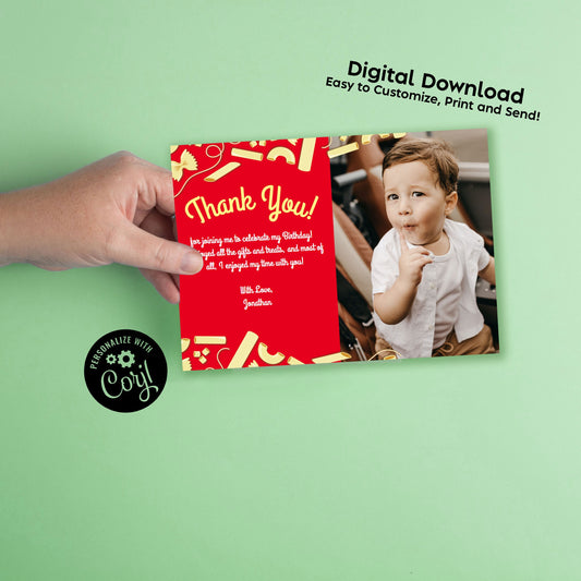 Noodles Pasta Thank You Card Notes Editable Digital Download Italian Food