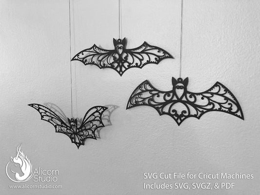 Halloween Bat Cricut SVG Cut File Fancy Lace Banner Decor