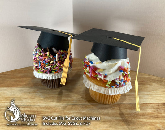 3D Paper Graduation Hat SVG File Cut File for Cricut Cupcake Topper Graduate Party Decor