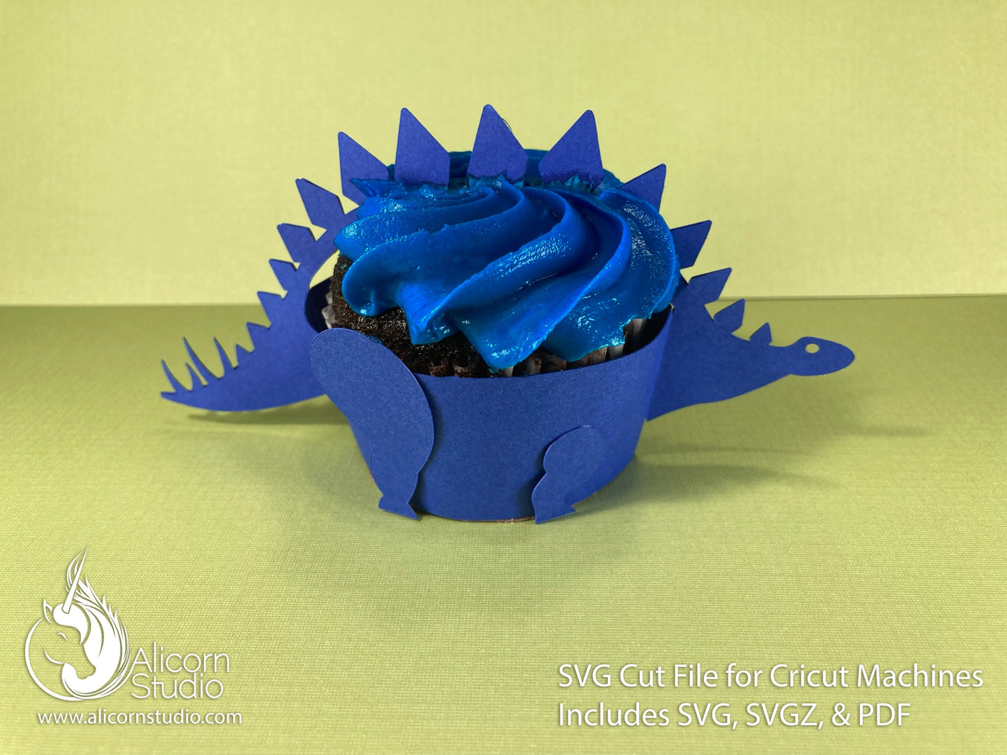 3D Dinosaur Cupcake Wrap SVG Cricut Cut File Paper Liner Wrapper Party Decor