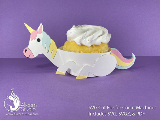 Unicorn Cricut Cupcake 3D SVG Cut File for Paper Wrap Liner Wrapper Party Decor