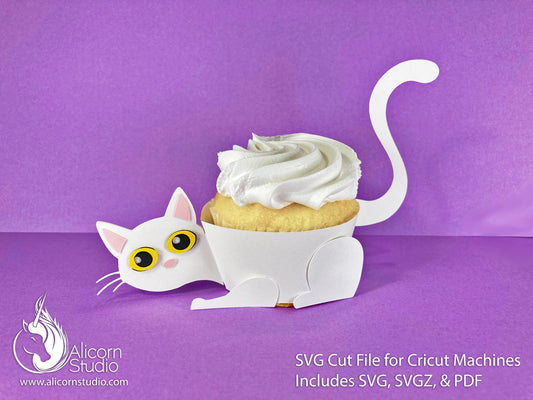 Kitty Cat 3D Paper SVG File Cut File for Cricut Cupcake Wrap  Liner Wrapper Party Decor