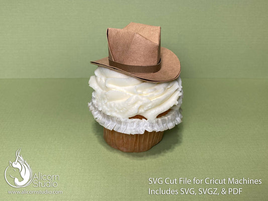Mini 3D Cowboy Hat Cowgirl SVG File Paper Cut File for Cricut Cupcake Topper Birthday Party Decor Country Western