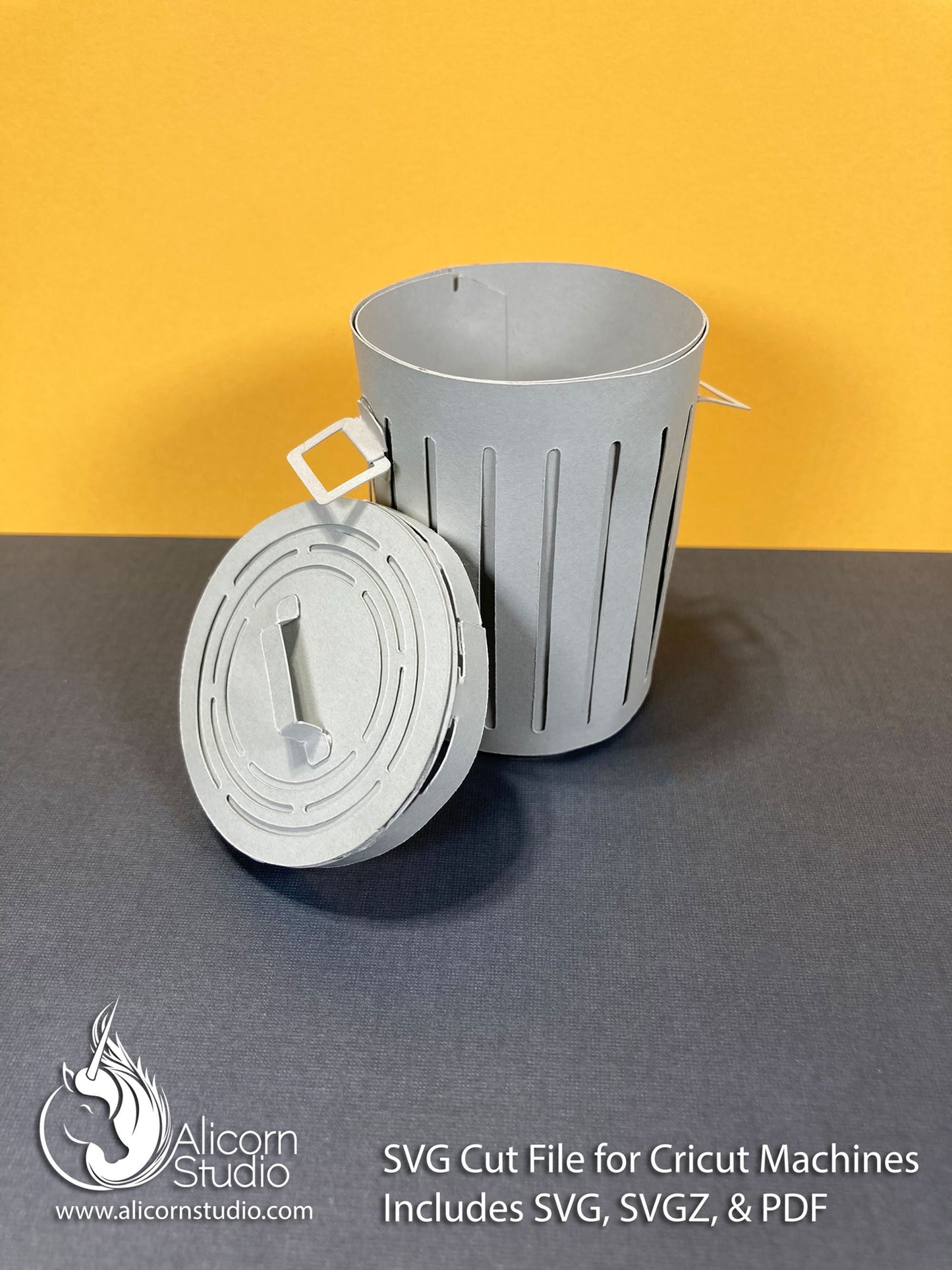 3D Paper Trash Can-SVG File Paper Cut File for Cricut Birthday Party Decor Favor Box