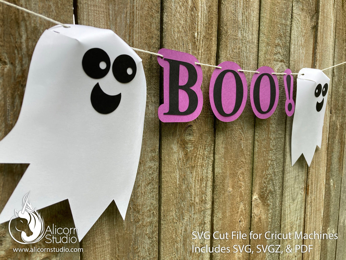 3D Halloween Ghost Cricut SVG Paper Banner Bunting Cut File for Decor