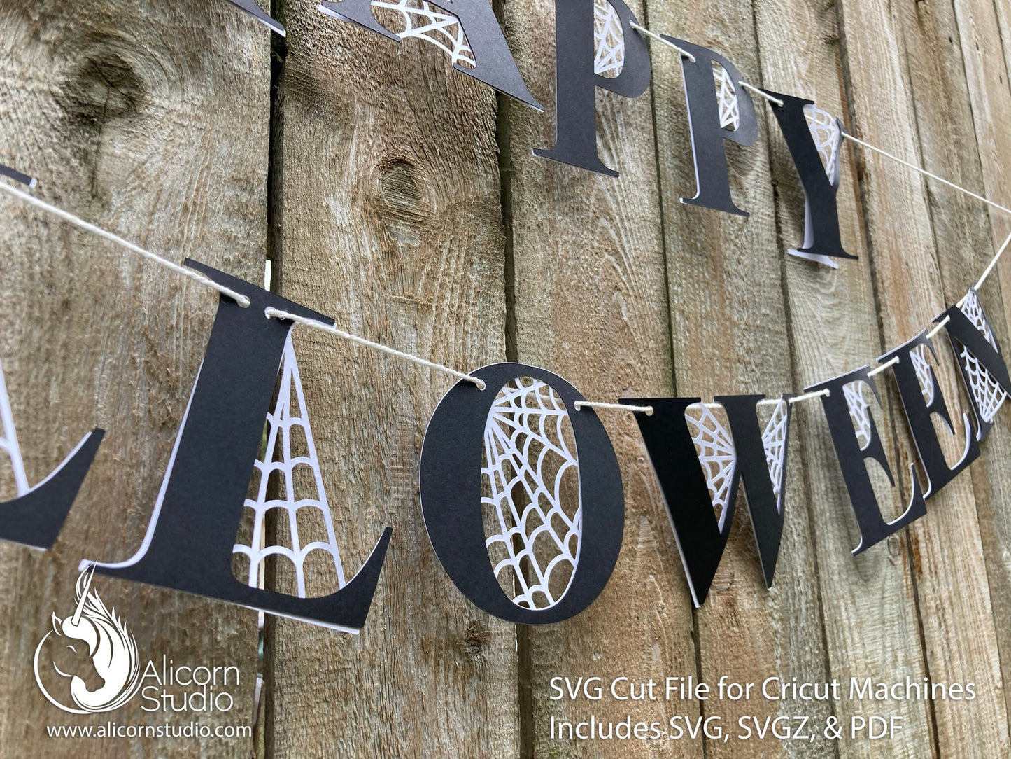 Halloween Spider Web Letters Cricut SVG 3D Paper Banner Bunting Cut File for Decor