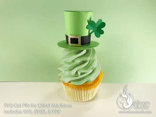 3D Paper St. Patrick's Day Hat SVG File Cut File for Cricut Cupcake Topper Leprechaun Party Decor