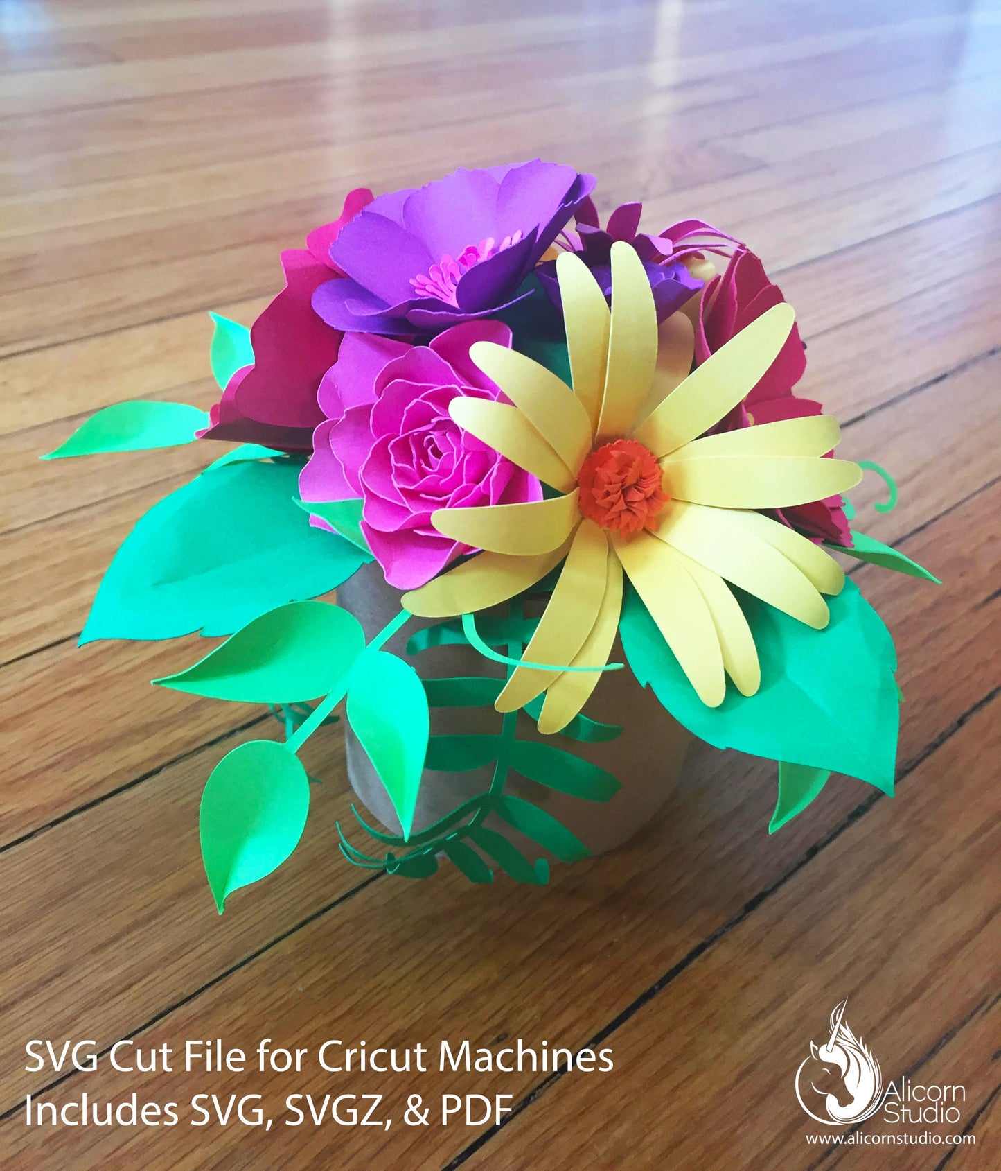 Spring Paper Flower Pot SVG File Cut File for Cricut Party Floral Mothers Day Gift Decor