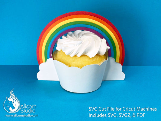 Rainbow Cupcake Liner Wrapper 3D Paper SVG File Cut File for Cricut Wrap Party Decor