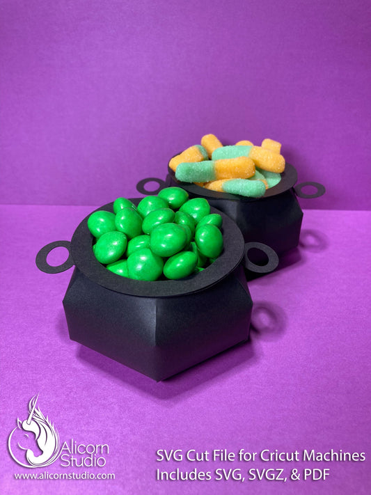 3D Paper Witch Cauldron SVG File Cut File for Cricut Favor Treat Halloween Party Decor