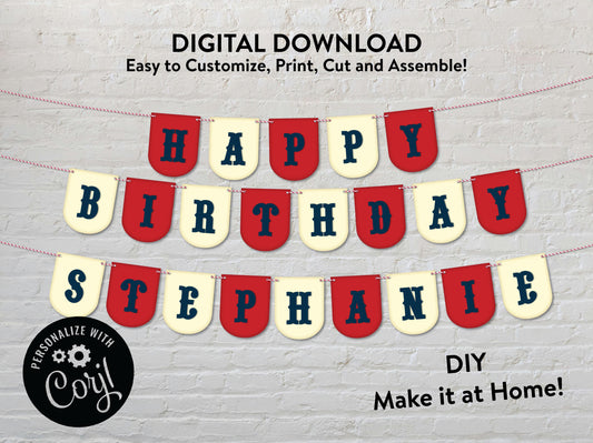 Circus Carnival Banner Flag Party Decor Big Top Digital Vintage Kids Birthday Party Download