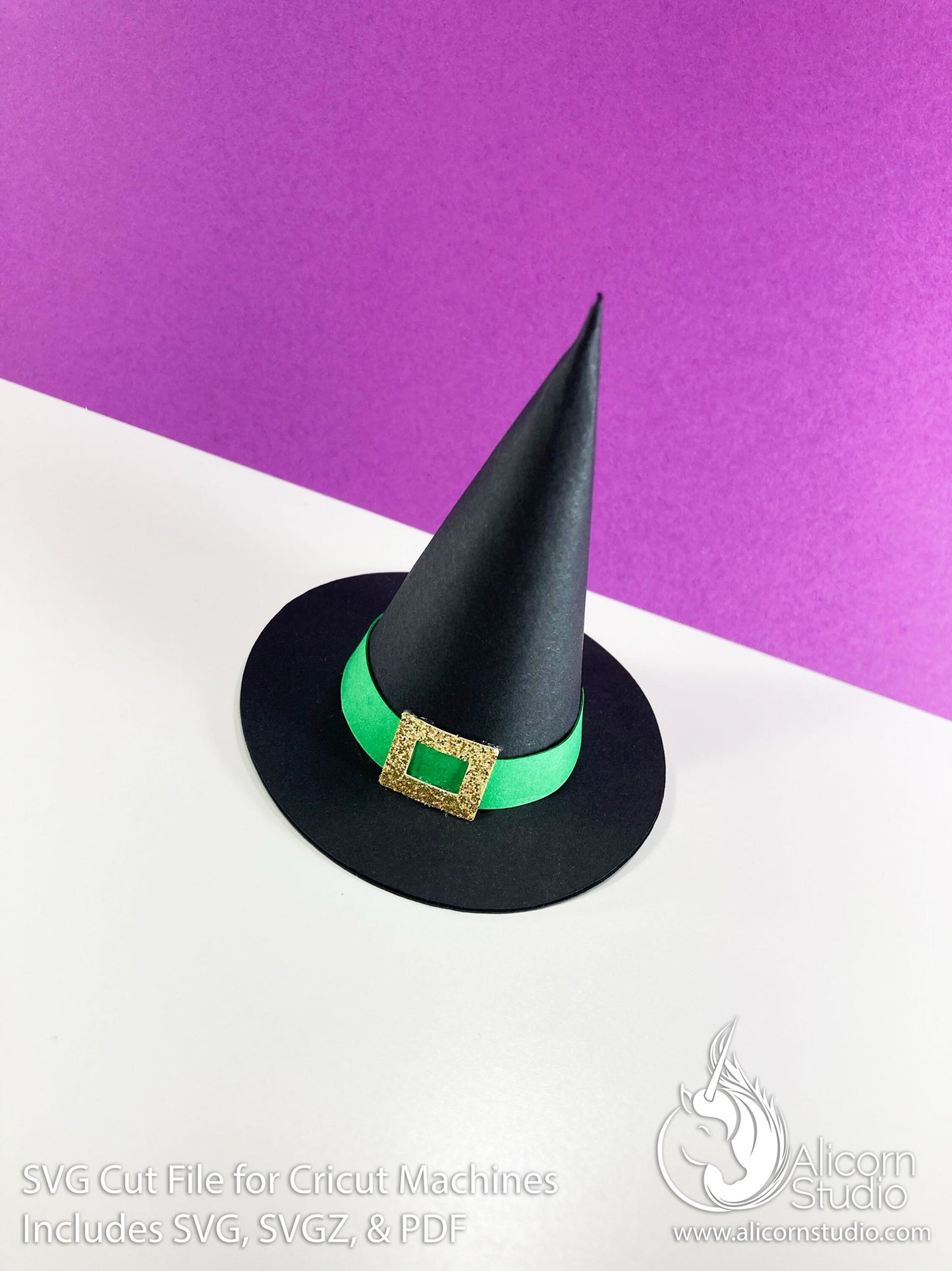 3D Paper Witch Hat SVG File Cut File for Cricut Cupcake Topper Halloween Party Decor