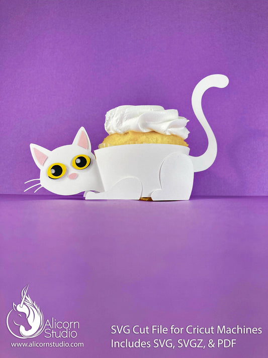 Kitty Cat 3D Paper SVG File Cut File for Cricut Cupcake Wrap  Liner Wrapper Party Decor