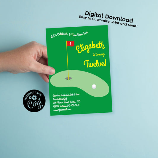 Mini Golf Birthday Party Invitation Editable Digital Download Sports Party Kids