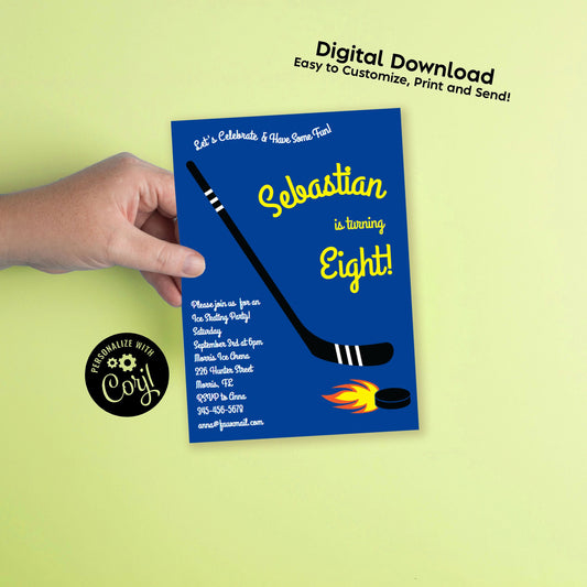 Hockey Birthday Party Invitation Editable Digital Download Sports Party Kids