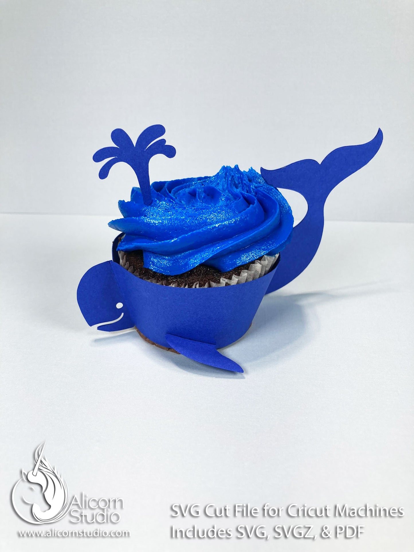 3D Paper Whale-Ocean Animals Cupcake Wrapper-SVG File Paper Cut File for Cricut Birthday Party Decor