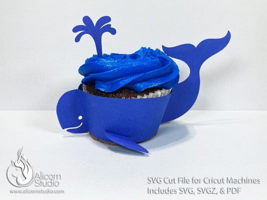 3D Paper Whale-Ocean Animals Cupcake Wrapper-SVG File Paper Cut File for Cricut Birthday Party Decor