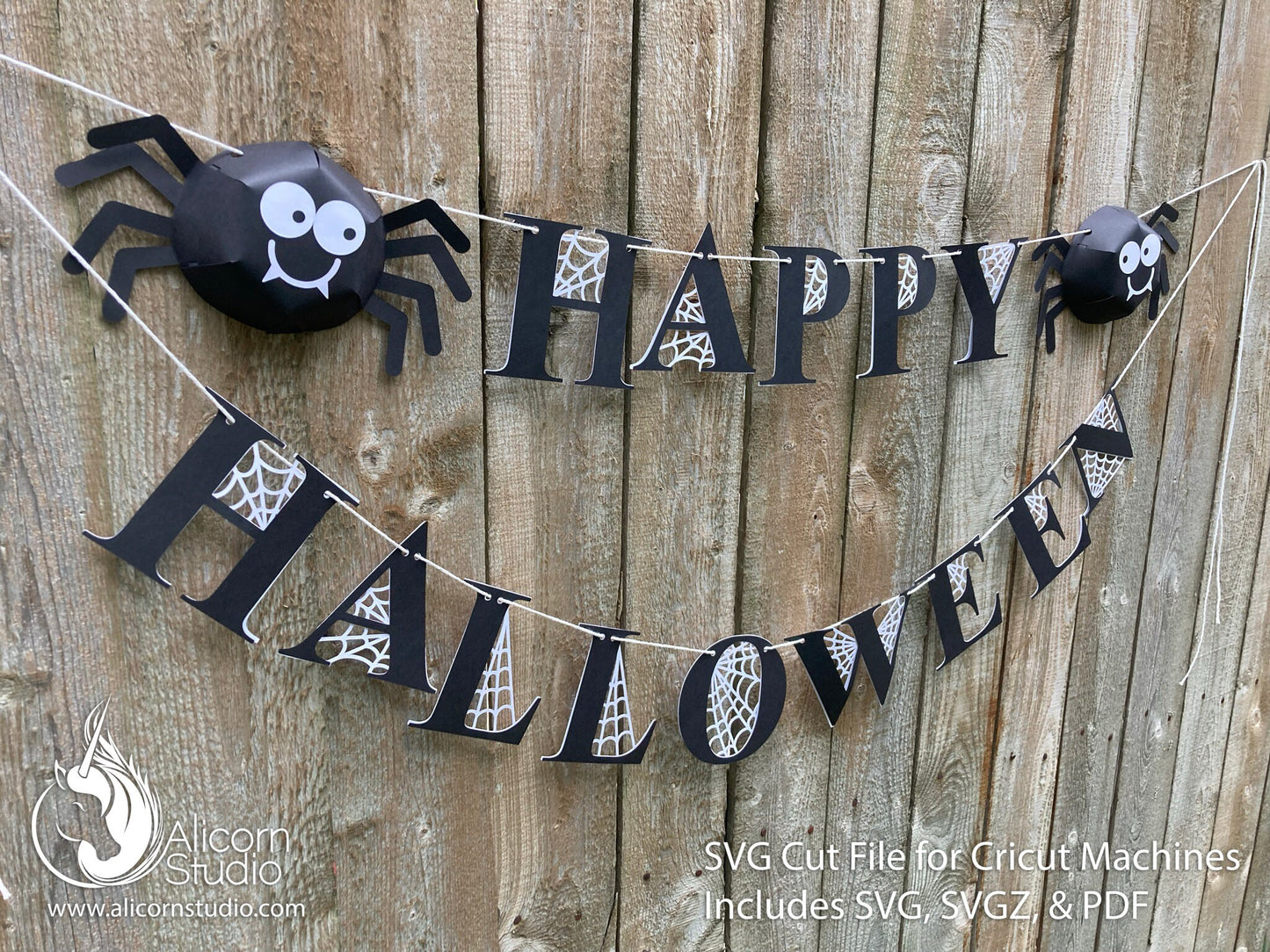 Halloween Cricut SVG 3D Paper Spider Web Banner Bunting Cut File for Decor