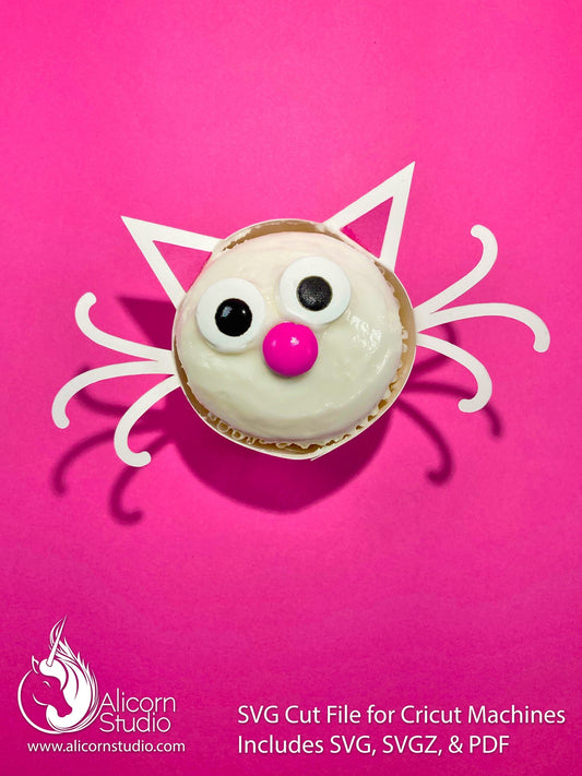 Kitty Cat Face 3D Cupcake Wrap Paper SVG Cut File for Cricut Liner Wrapper Party Decor