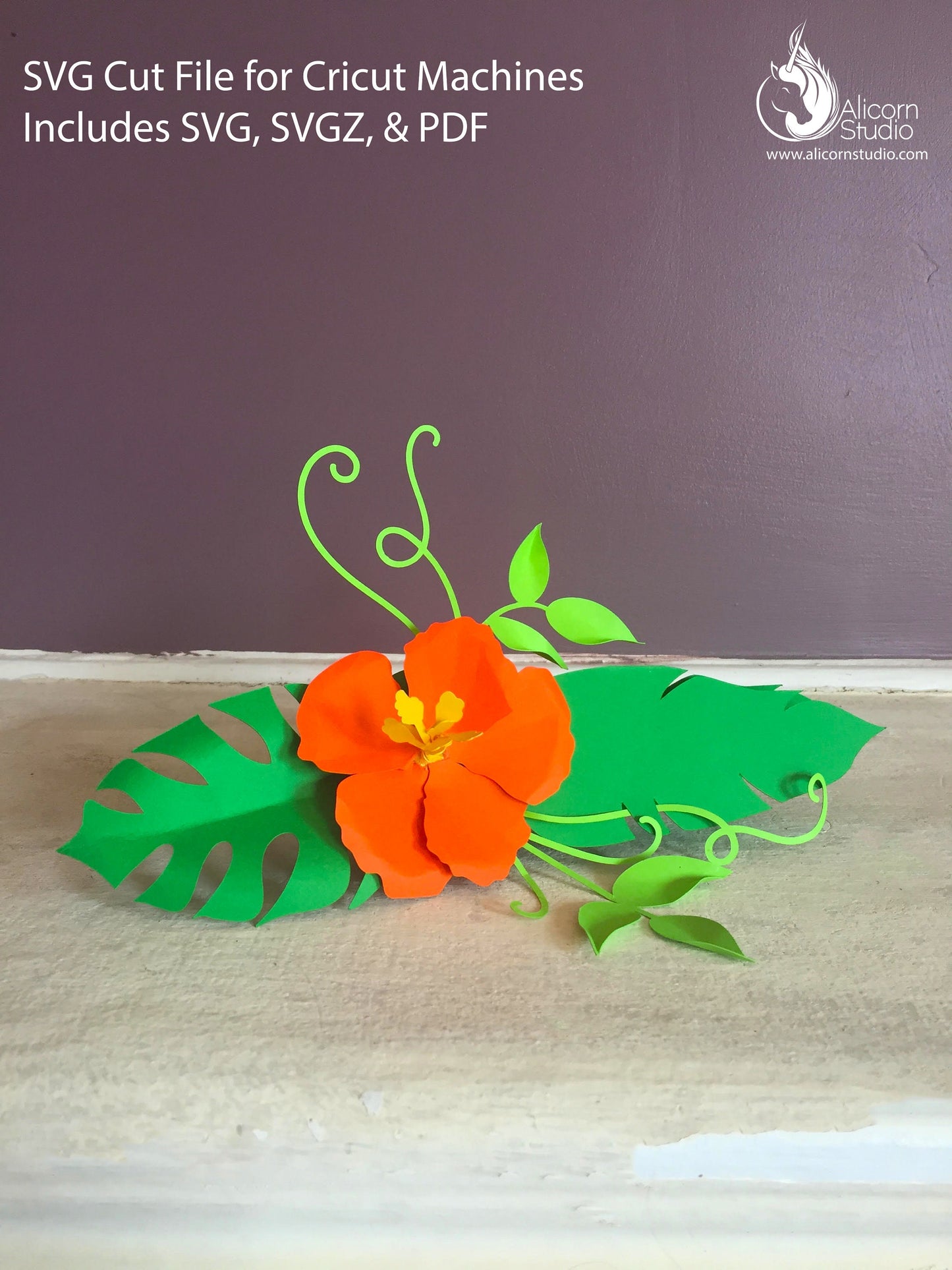 Tropical Flower Place Cards SVG File Cut File for Cricut Hawaiian Luau Wedding Party