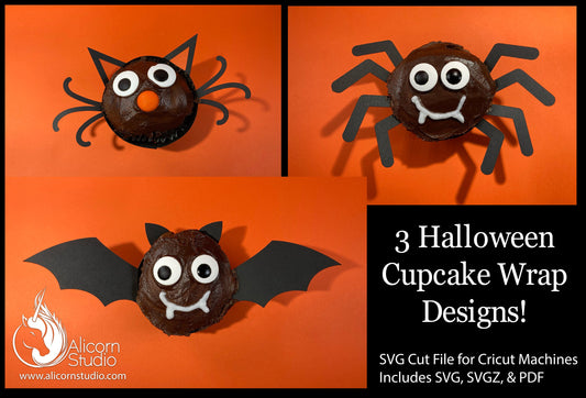 Halloween Cupcake Wraps 3D Paper SVG Cut File for Cricut Liner Wrapper Party Decor