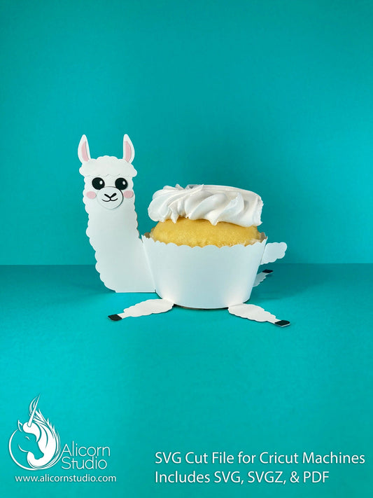 Llama Cupcake Wrap 3D Paper SVG File Cut File for Cricut Liner Wrapper Party Decor