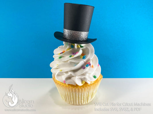 3D Paper Top Hat SVG File Cut File for Cricut Cupcake Topper Party Decor