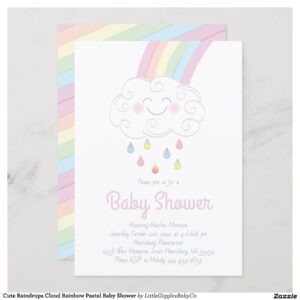 Celebrate the newest baby on the way with this adorable cute  raindrops cloud and rainbow pastel baby sprinkle shower design!  Perfect for a baby boy or girl on the way, and also works great for gender neutral and co-ed showers too!  The soft colors and artwork make it perfect for a Mom who loves rainbows, clouds and raindrops! #baby #shower #gender neutral #sprinkle #baby sprinkle #cute #rainbow #raindrops #cloud #pastel #Popular #Little #Giggles #Baby #Co #Invitations #01 #Collection