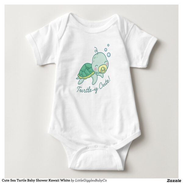 This cute kawaii sea turtle baby shower collection is perfect for an under the sea baby shower theme!  The adorable baby sea turtle has a cute pacifier and sweet rosey cheeks. #baby #under the sea #cute #sea #turtle #beach #shower #ocean #adorable #kawaii #Cute #Sea #Turtle #Baby #Shower #Kawaii #Collection